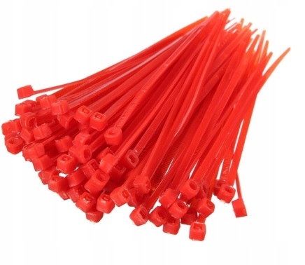 100szt OPASKI ZACISKOWE TRYTKI CZERWONE 2,5X200 mm