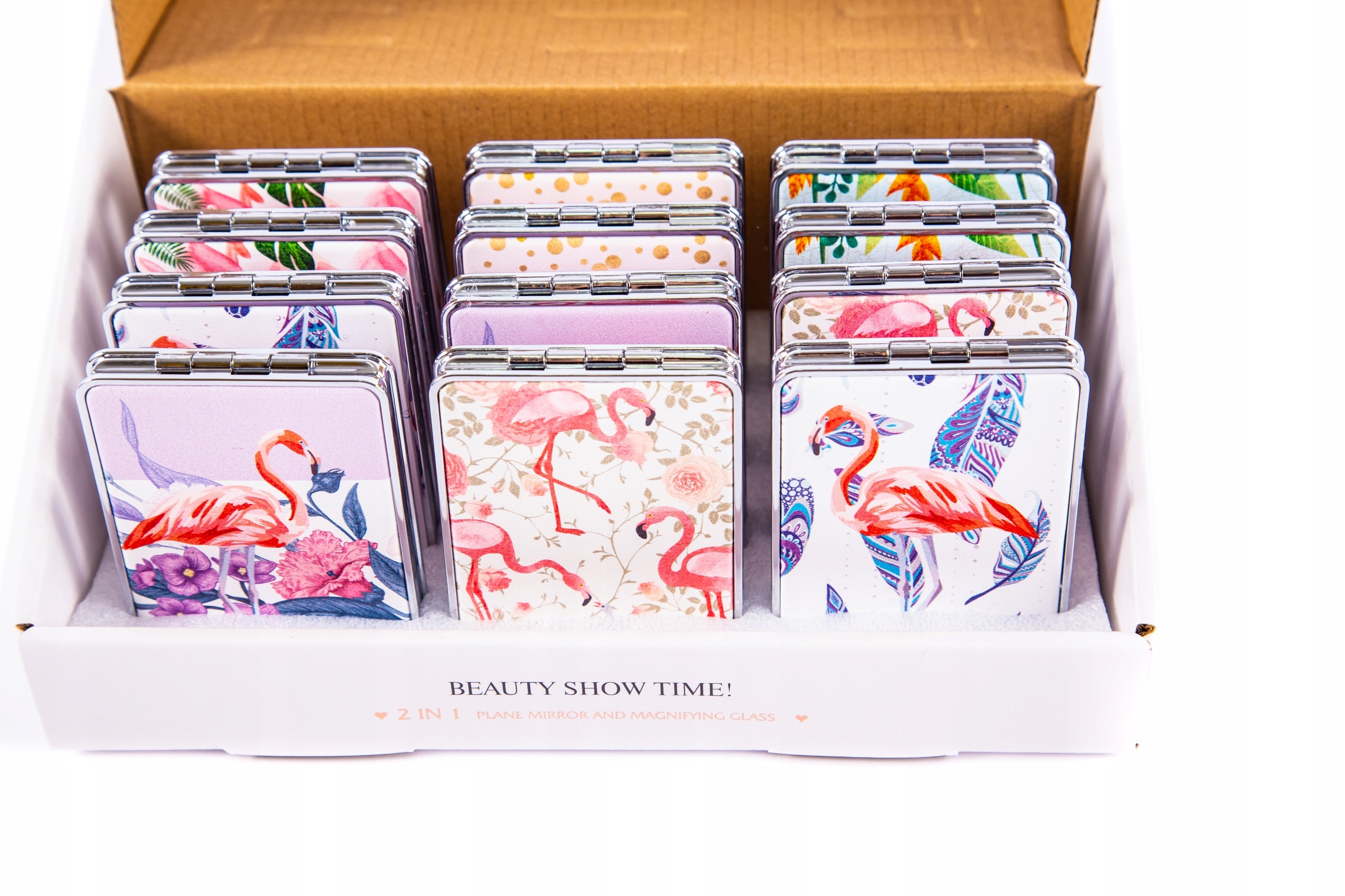 FLAMING PROSTOKĄTNE LUSTERKO PODRĘCZNE DO TOREBKI RÓŻNE WZORY Marka Midex