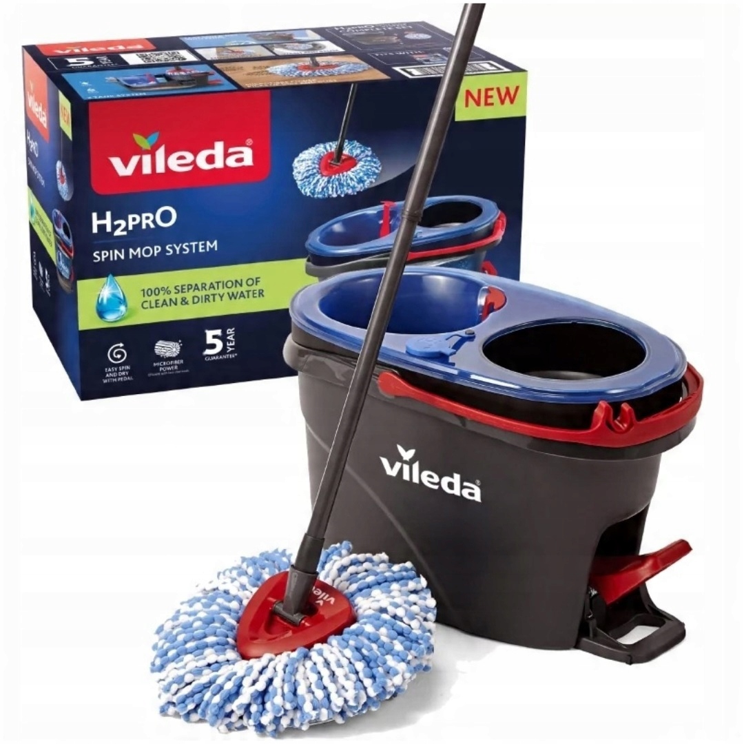 Mop Obrotowy Vileda H2PRO Zawsze Czysta Woda Zestaw Mop z Wiadrem