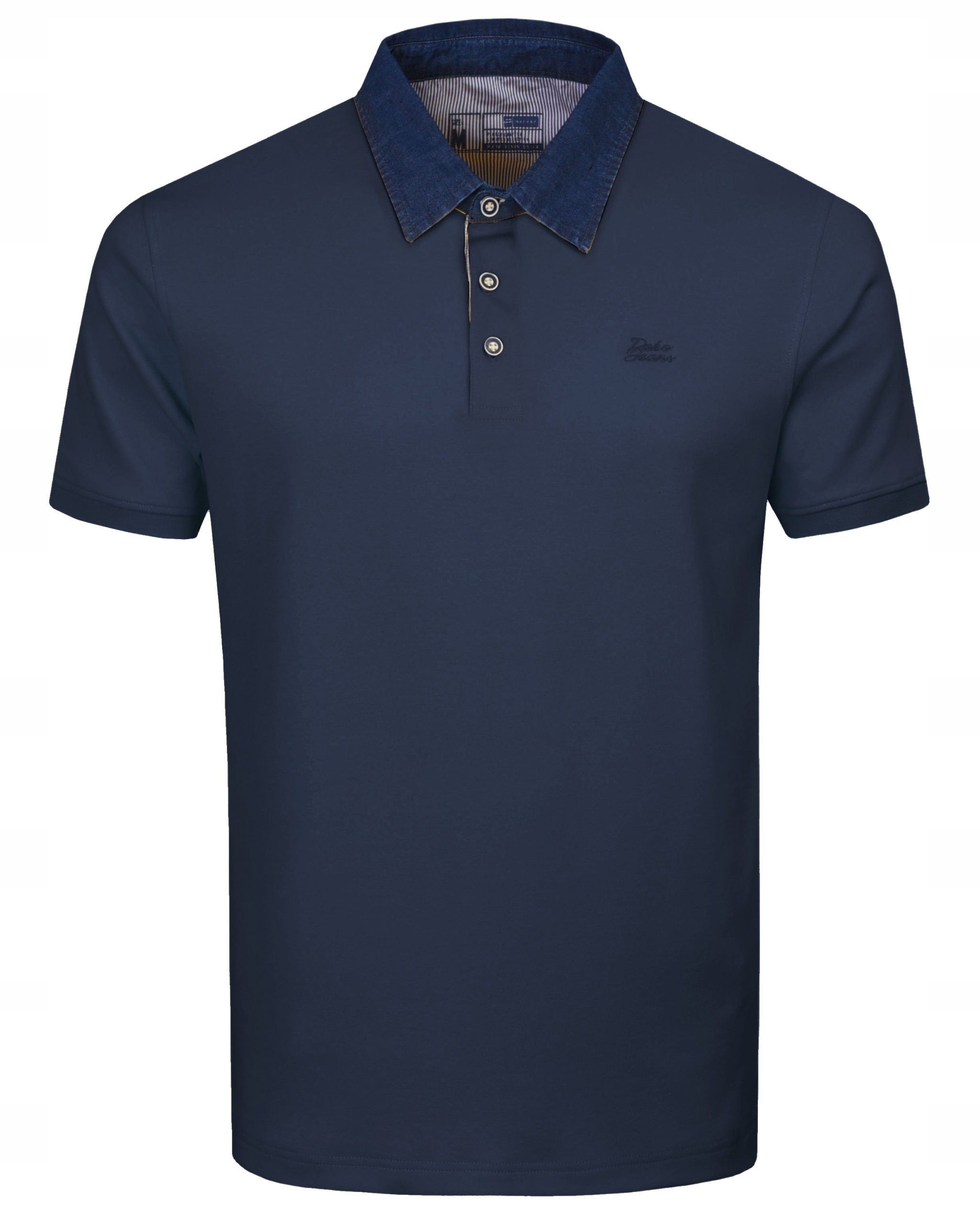 polokošile Pánské Bavlna Tmavě Modrá s džínovým límcem Pacific