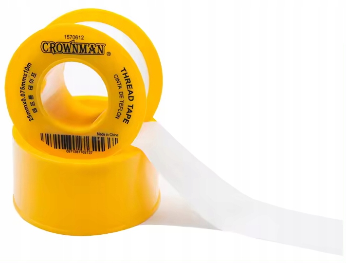 10x teflonová těsnicí páska na závity 12mmx0,75mmx10m, silná teflonová barva, žlutá