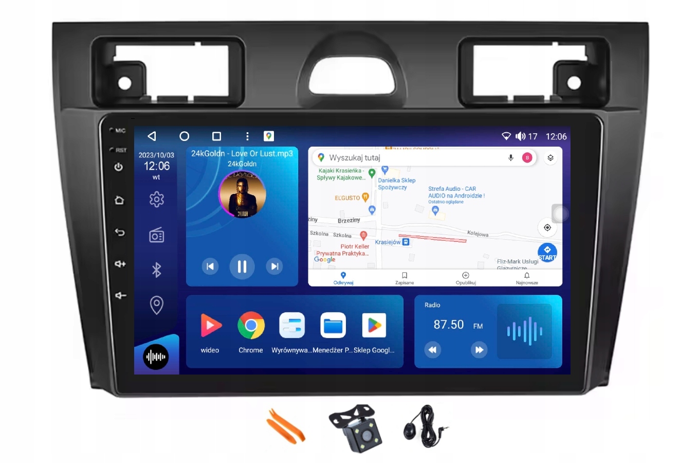 Radio Android Nawigacja Qled Carplay 64GB Lte Ford Fiesta MK6 Focus 06-09