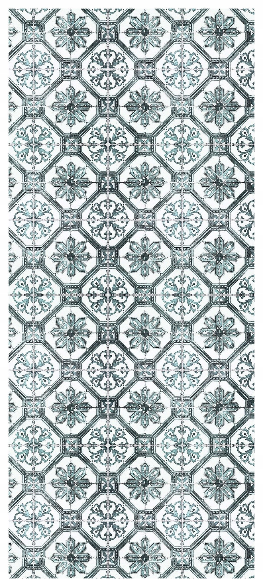 Samolepka Fototapeta Květinová geometrie Mořská vlna světle modrá-zeleň 91x211