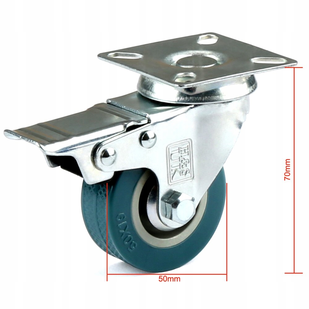 4x KÓŁKA UNIWERSALNE 50MM OBROTOWE Z HAMULCAMI DO TRANSPORTU PRZEMYSŁOWE Rodzaj skrętne z hamulcem