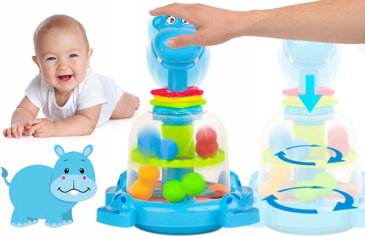 BĄCZEK INTERAKTYWNY HIPCIO KARUZELKA Z PIŁECZKAMI ZABAWKA DLA DZIECI HIPPO Marka MalPlay