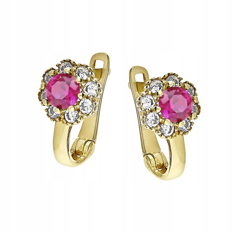Náušnice pro dívku zlato 585 s růžovými zirkony jako dárek 0,8 g