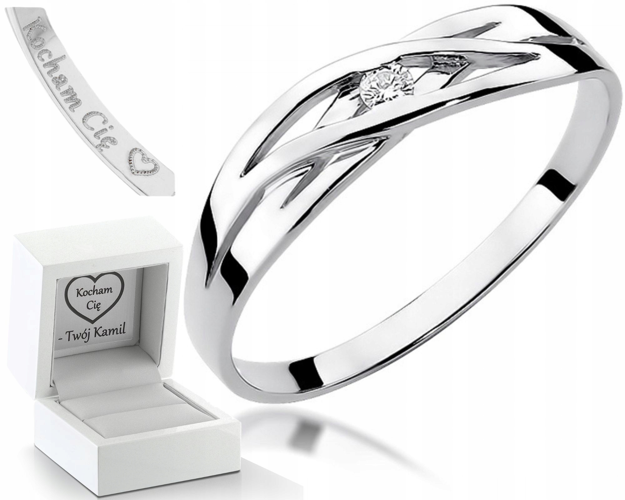 Prstýnek S Prstenem Bílé Zlato Gravírování Bonus