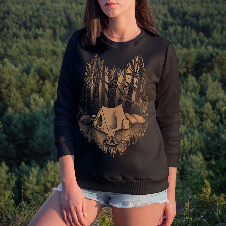 

Bluza damska bez kaptura crewneck Wilk/leśne Obozo