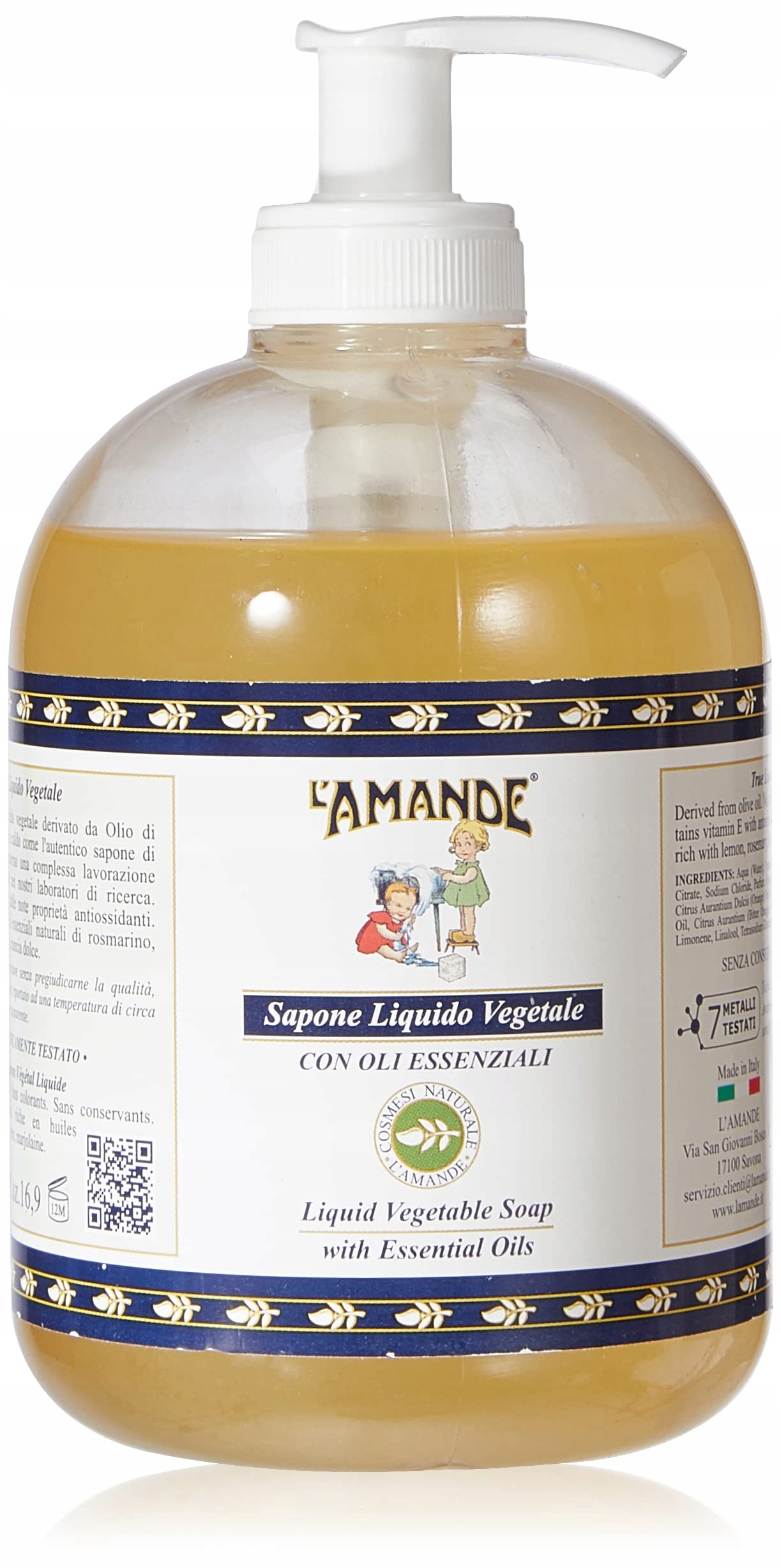 L'amande Přírodní tekuté mýdlo z olivového oleje na ruce a tělo 500 ml