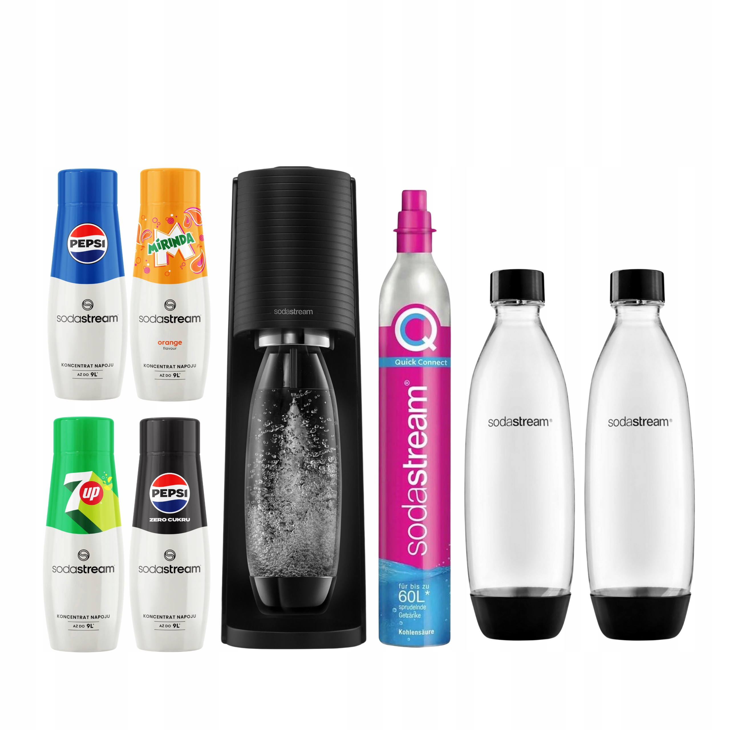 Saturátor na vodu Sodastream Terra 2 fľaše, CO2, sirupy 4x 440 ml