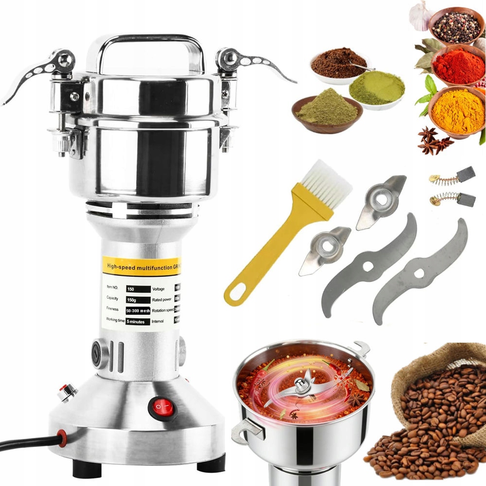 850W Elektryczny Młynek Do Ziarna Stal Nierdzewna Do Pieprzu Ziół Kawy 150G
