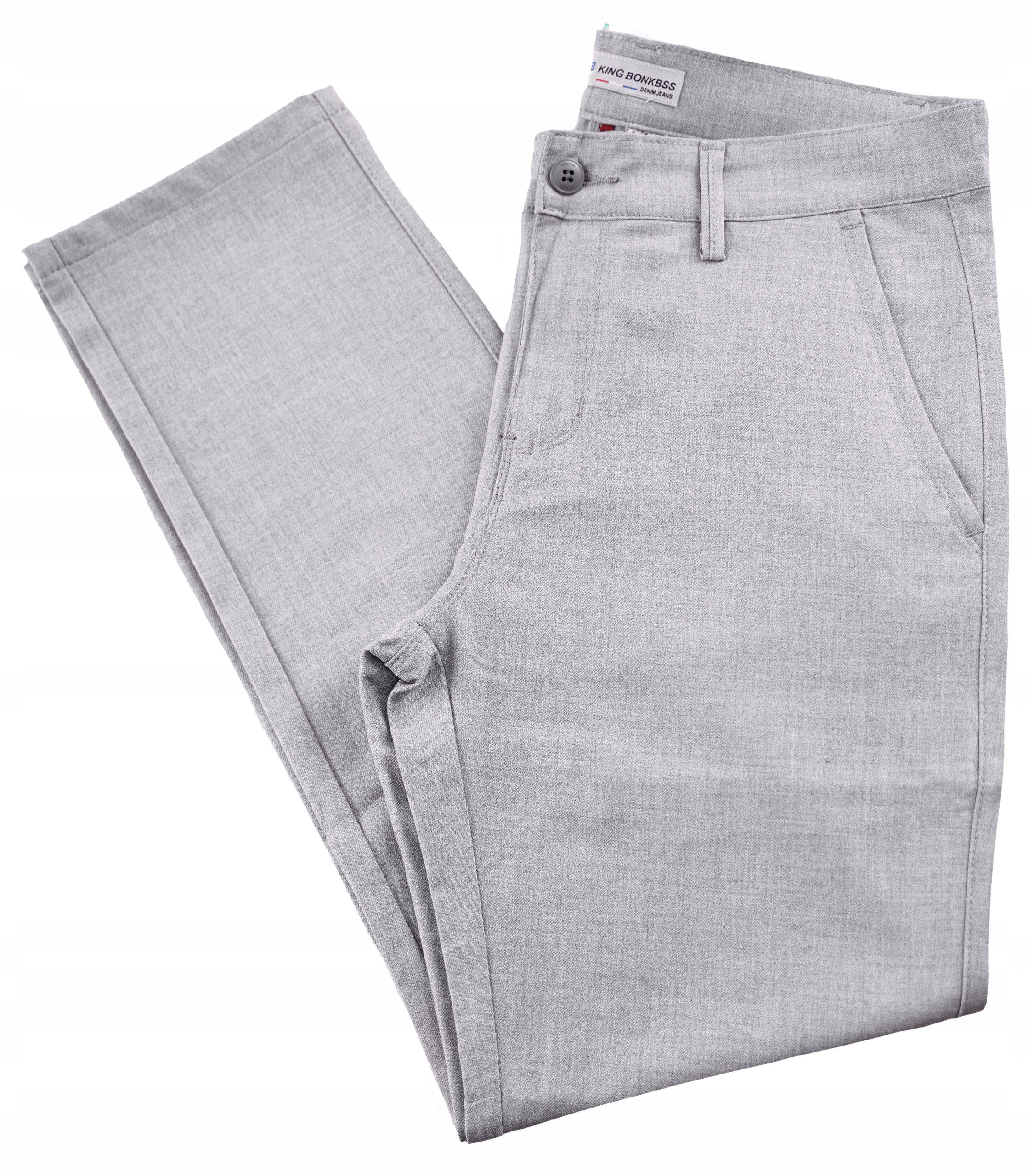 SPODNIE MĘSKIE WIZYTOWE CHINOS JASNE SIWE DO KOSZULI W42 L32 PAS 110-112 CM Marka inna