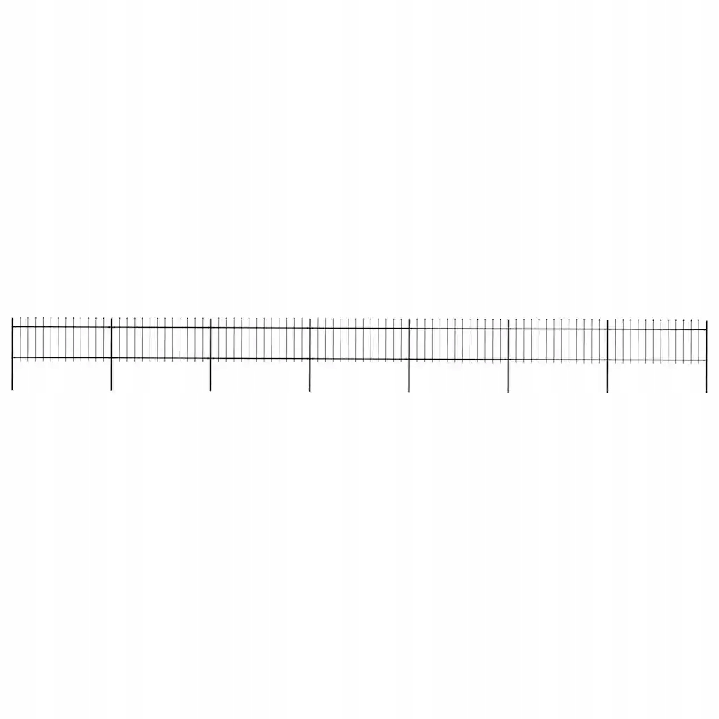 Ozdobný ocelový oplocení 11,9 m, černý, 7 panelů, 8 sloupků