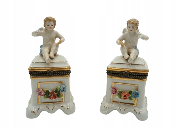KOMPLET-PARA PORCELANOWYCH SZAKTUŁEK ANIOŁKI