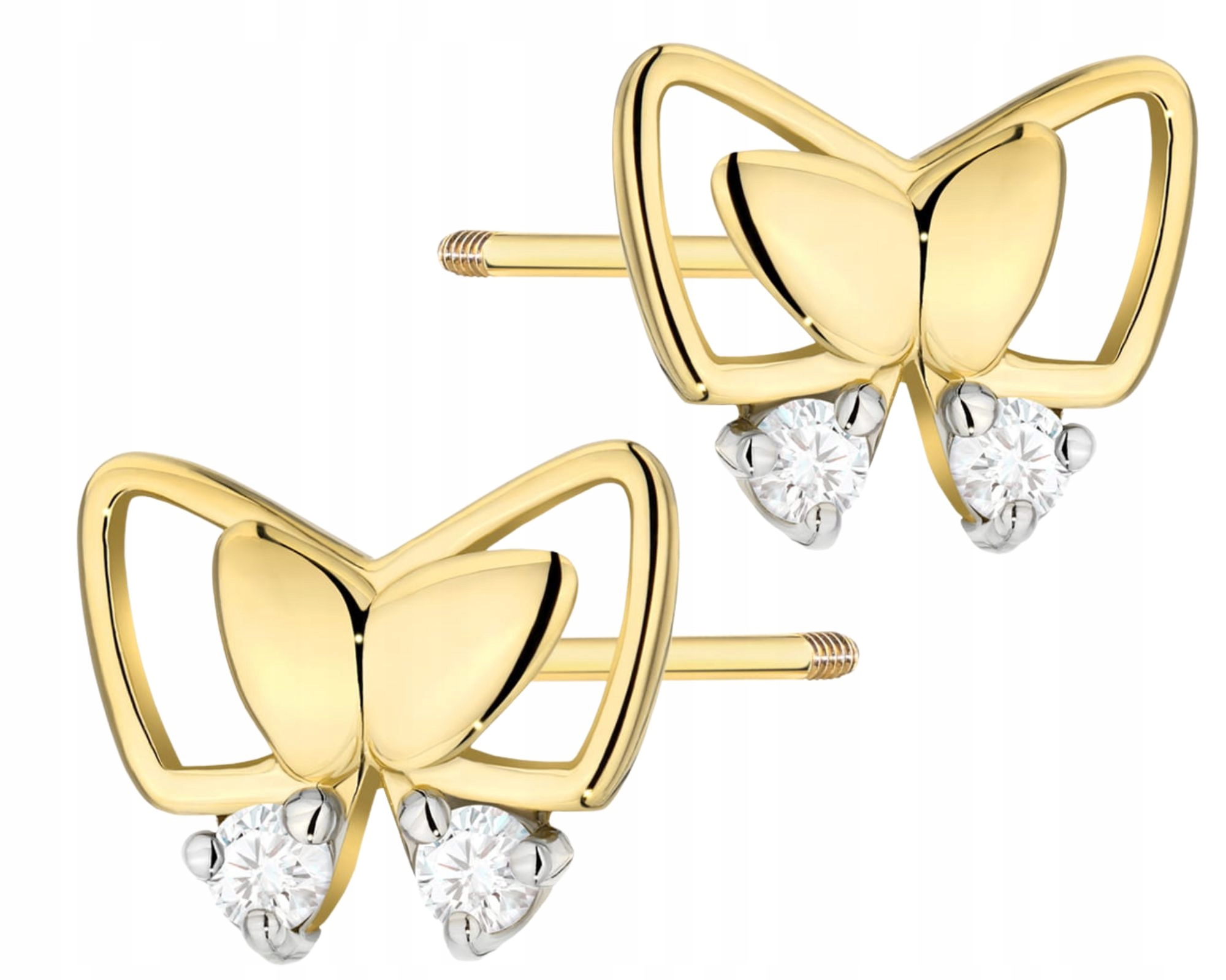 Zlaté Náušnice S Brilianty, Šroubovací Tyčinka, Zlato 585