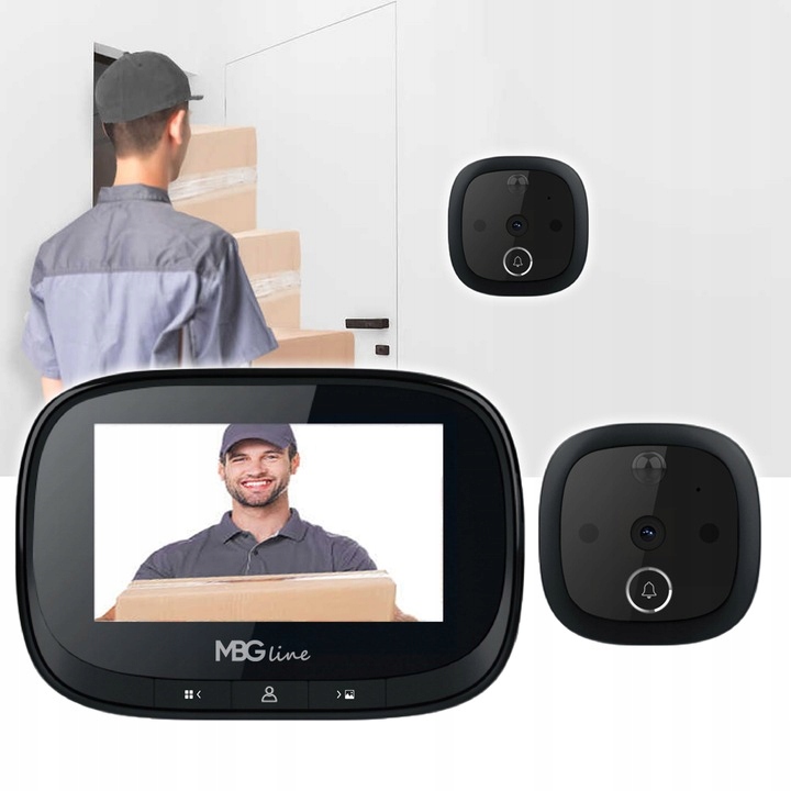 WIZJER LCD ZDJĘCIA DZWONEK JUDASZ CZUJNIK RUCHU HD Średnica otworu 14 mm