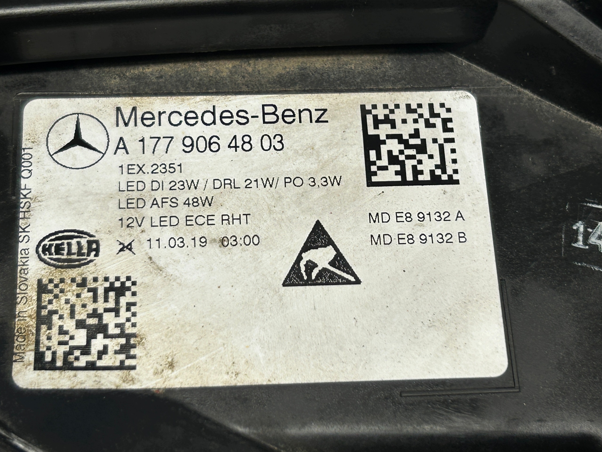 MERCEDES A class W177 light right front LED EUROPA A1779064803