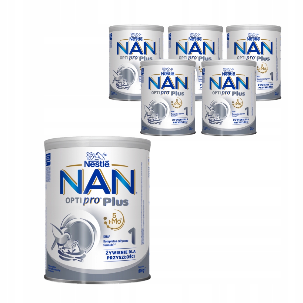 6X NESTLE NAN OPTIPRO PLUS 1 5HM-O MLEKO POCZĄTKOWE OD URODZENIA 800G