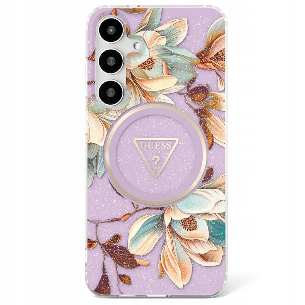 Pouzdro Pouzdro Guess Flowers Triangle Buttons MagSafe pro Samsung S25 Ultra