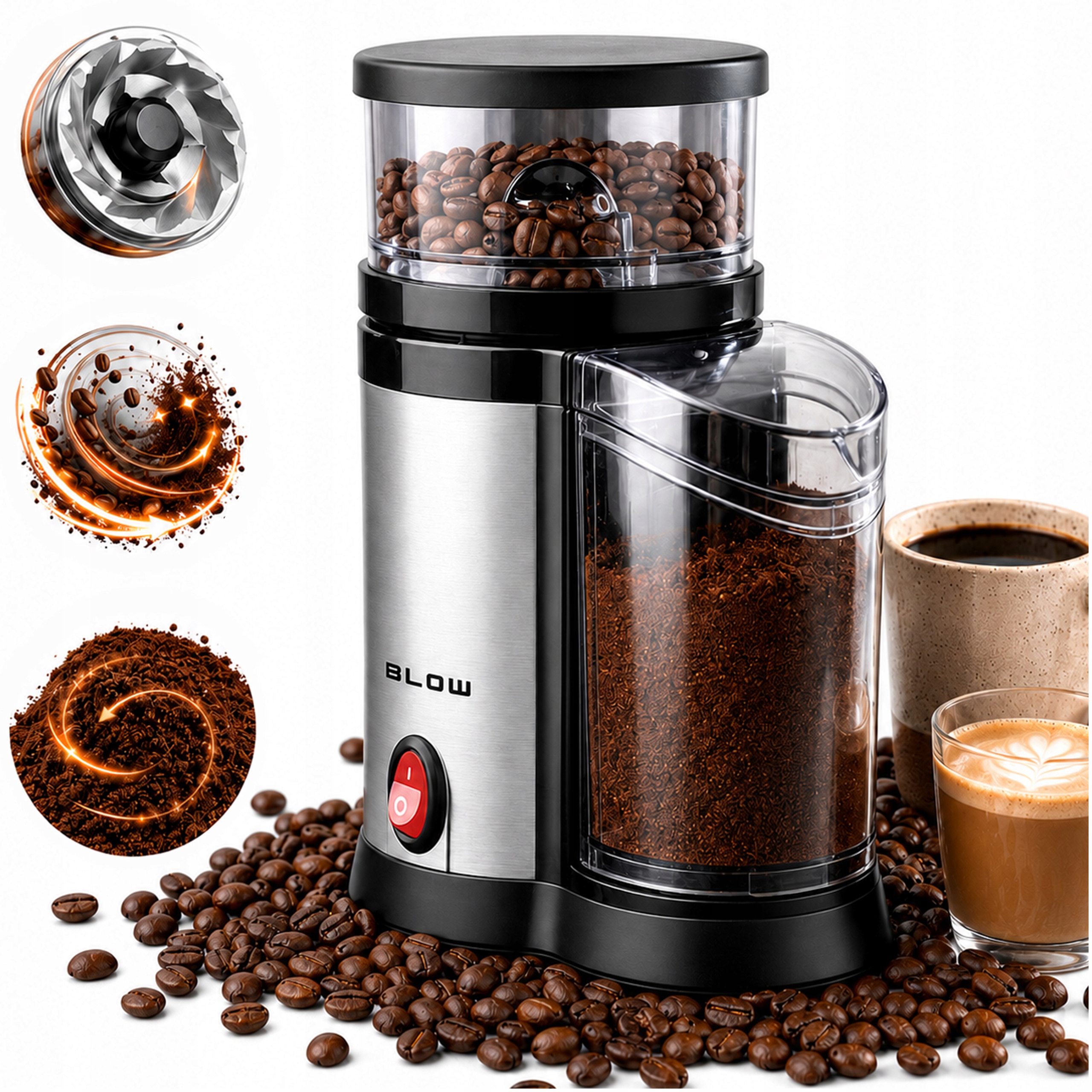 Elektrický Mlýnek Na Kávu Grinder Výkonný 150 W 100 g Tichý Provoz