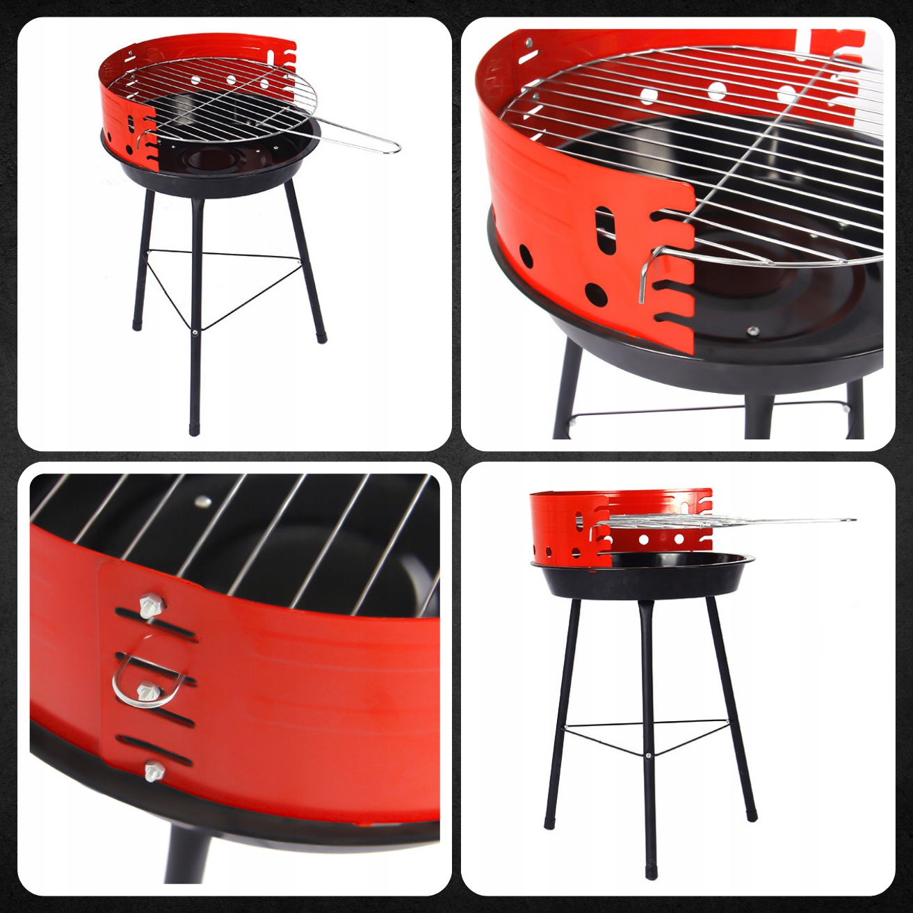 GRILL OGRODOWY WĘGLOWY DO OGRODU TARASU NA WĘGIEL SKŁADANY 35CM + RUSZT Kod producenta 5908283126996