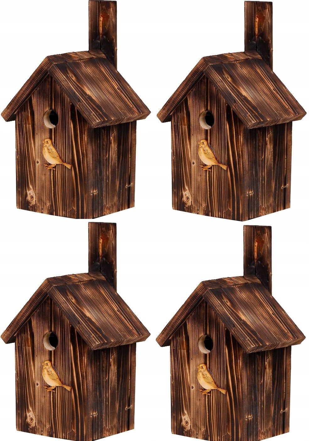 Duża Budka lęgowa budki lęgowe Opalana dla ptaków Drewniana XXL 4 Sztuki