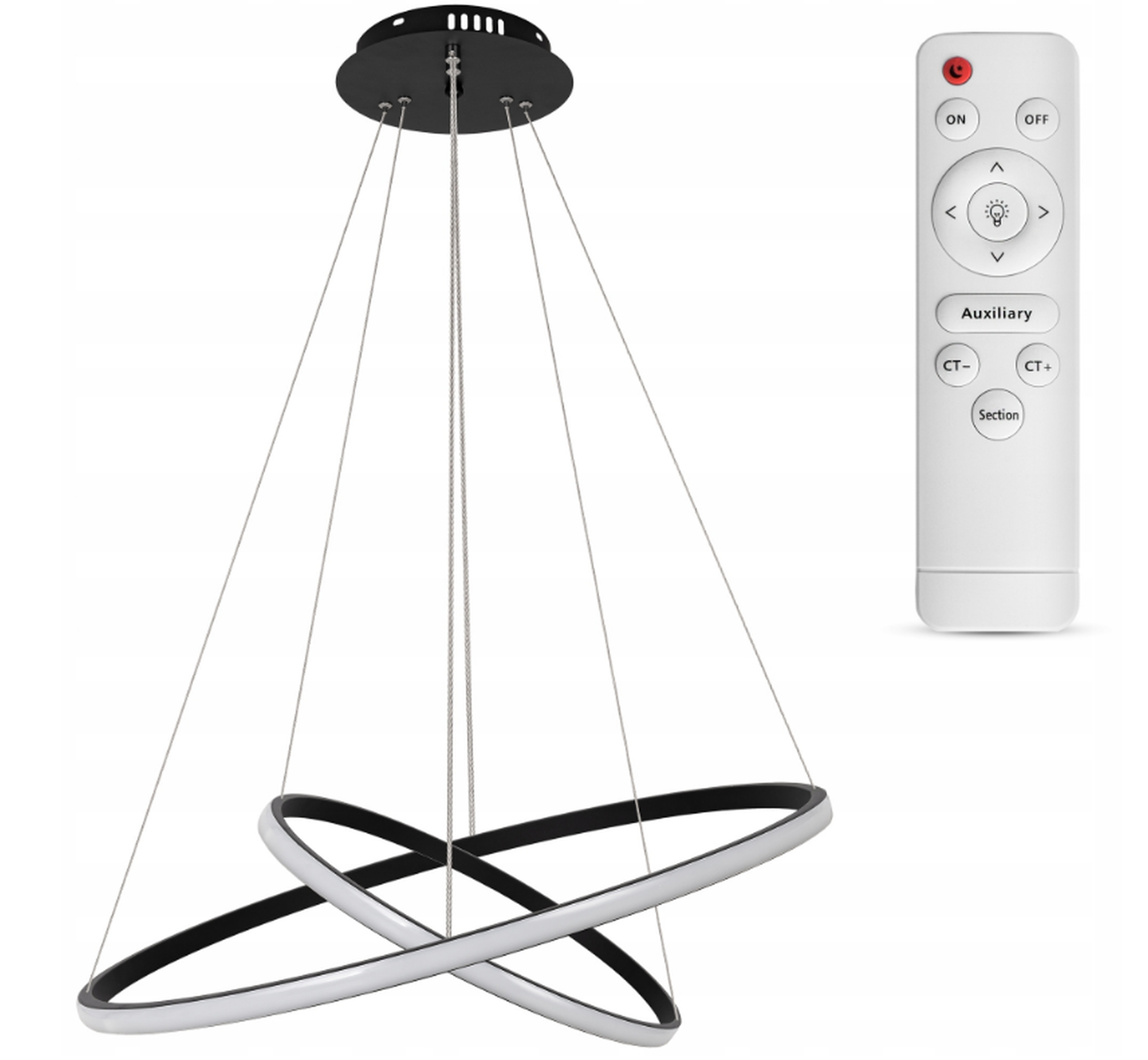 stropní svítidlo Led Černá Závěsný Lustr Moderní Loft 40 CM S Dálkovým Ovládáním