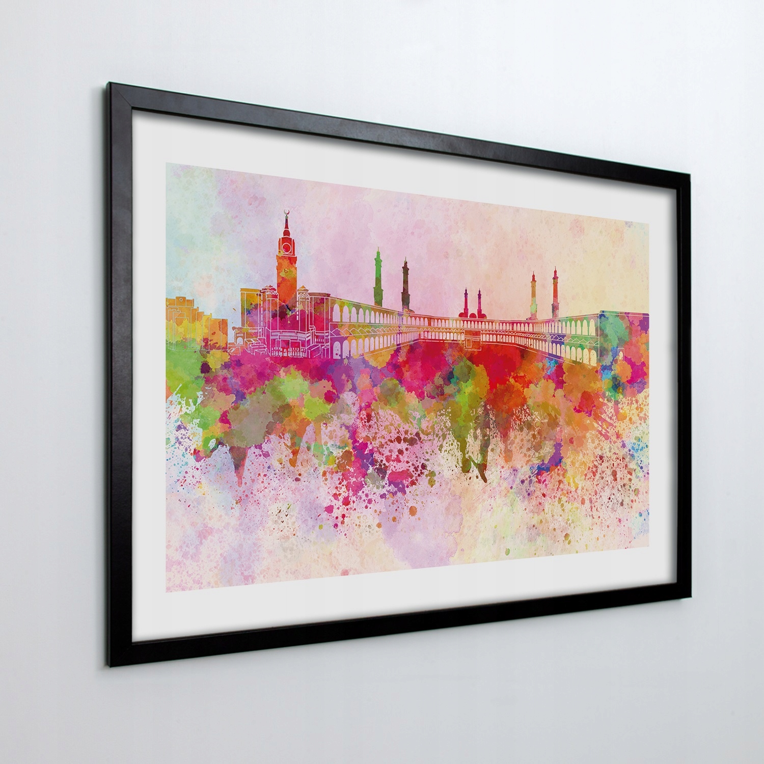Fotoobraz v rámu na zeď Mekka akvarel 100x70