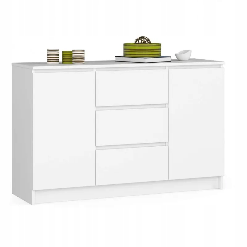 

Komoda do salonu 120 biała mat 3 szuflady 2 drzwi