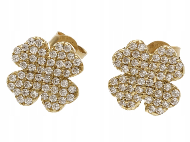 Zlaté náušnice 585 Malé Koníčky Se Zirkony 2,02 g, módní vzor pro ni