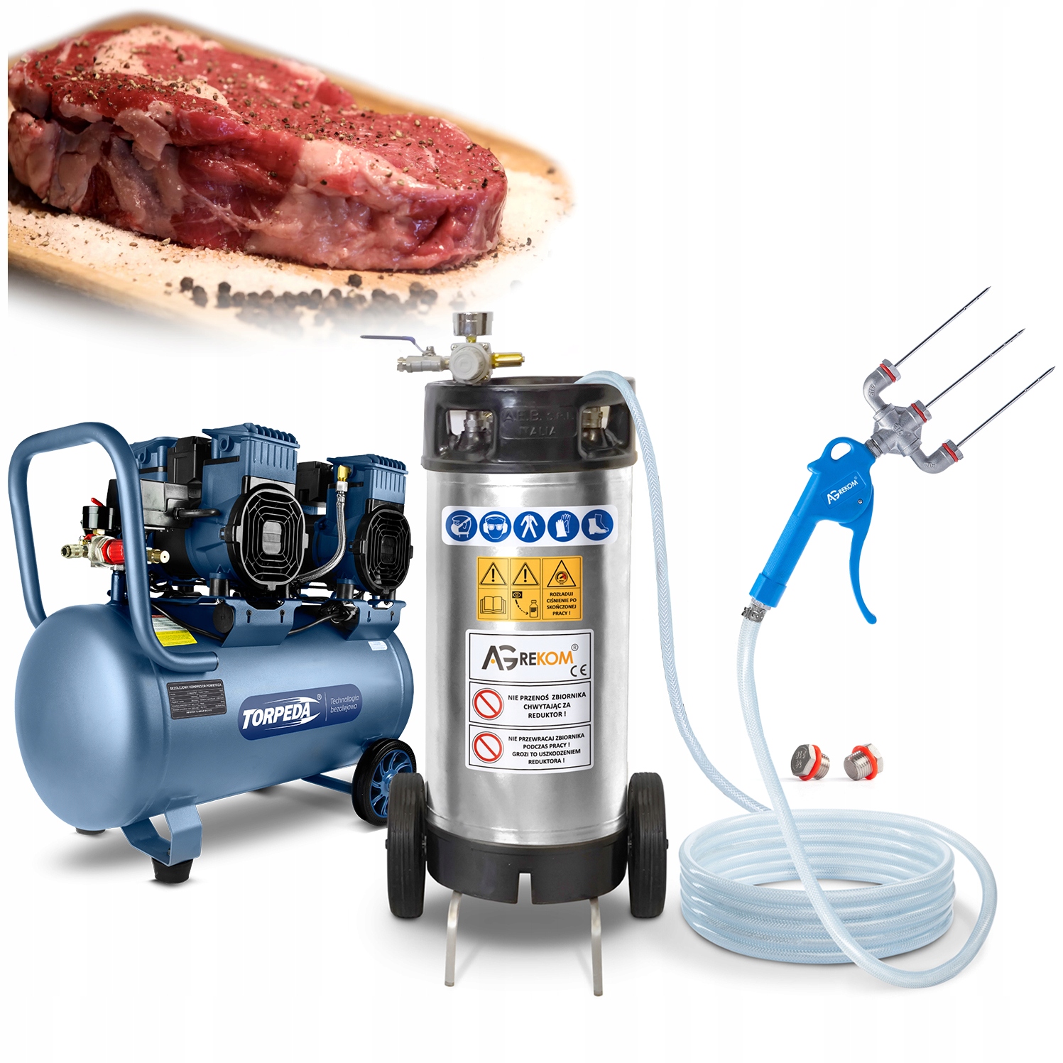Sada Na Peklování Vstřikovač Masa Kompresor 50 L Torpédo