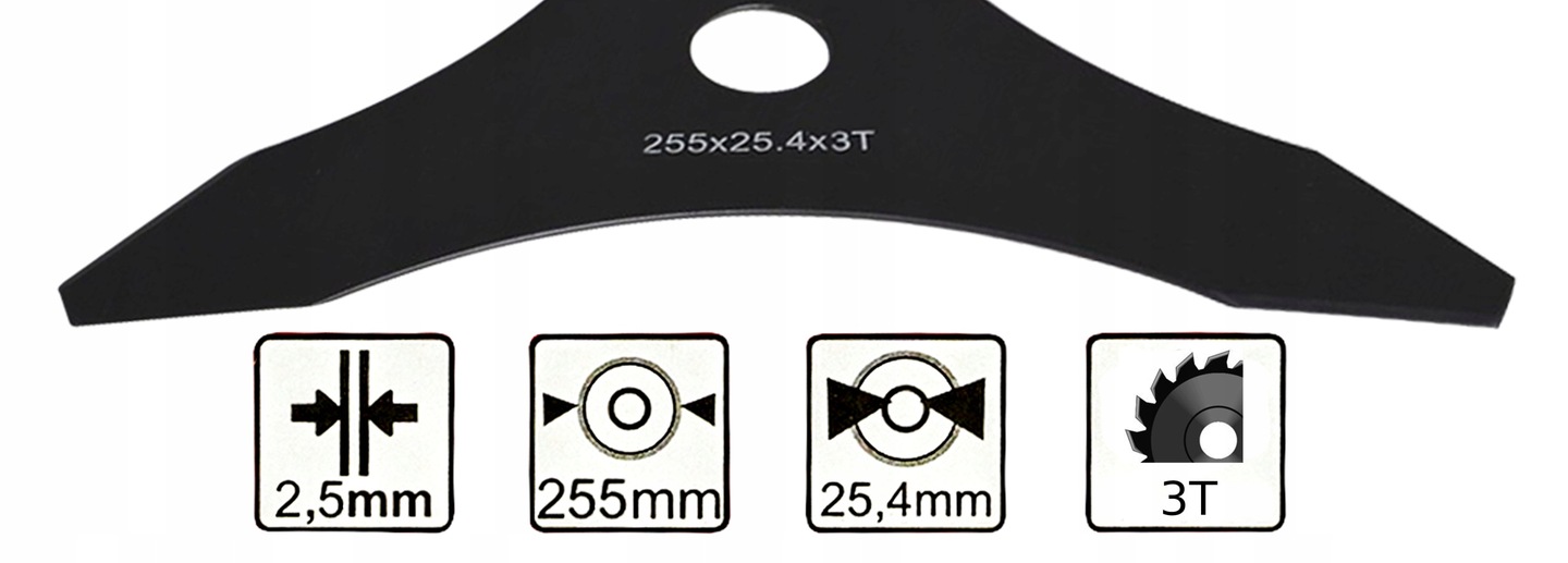 TARCZA DO KOSY SPALINOWEJ PODKASZARKI NÓŻ TNĄCY OSTRZE TRÓJZĄB 3 ZĘBY 255MM Kod producenta V90155
