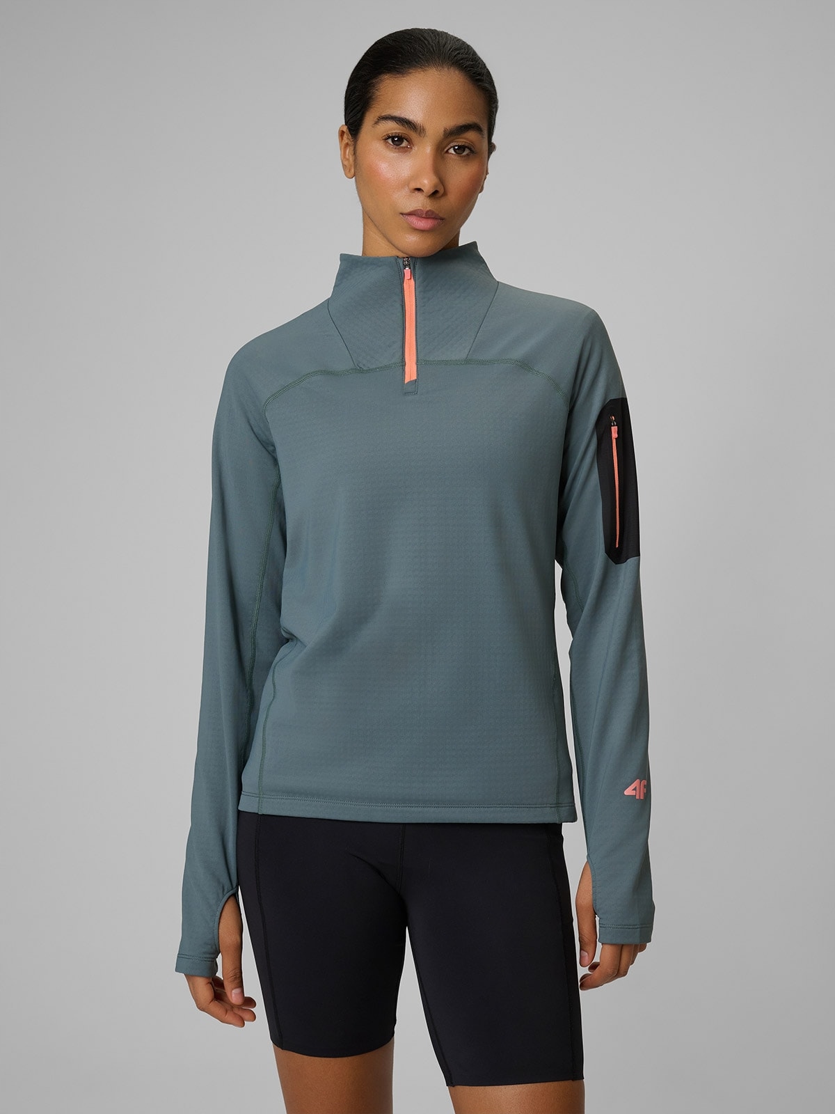 4F Mikina Khaki Slim Reflexní Xs