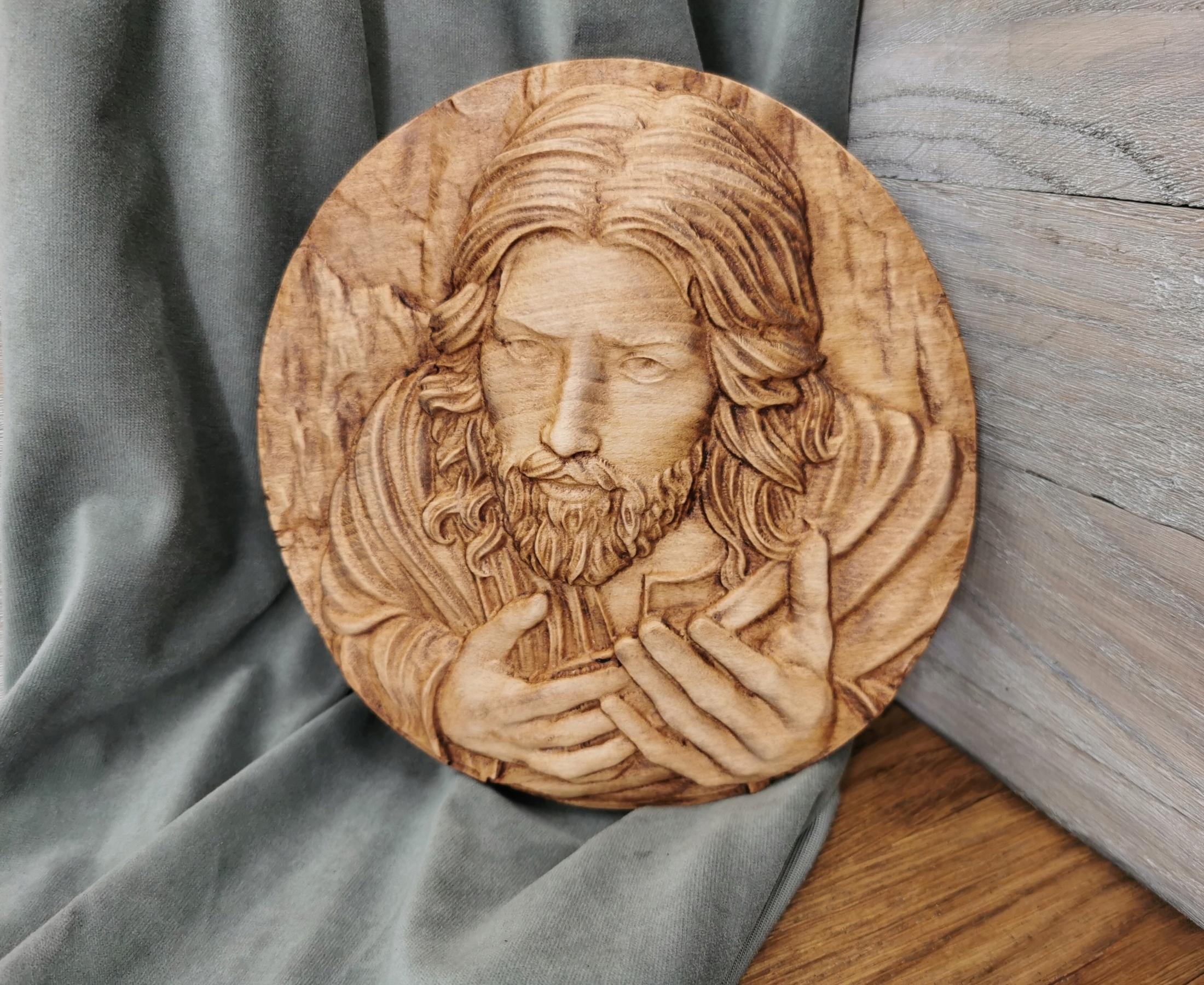 Dřevěný obraz jako dárek suvenýr A svaté přijímání svátku Ježíš 20cm