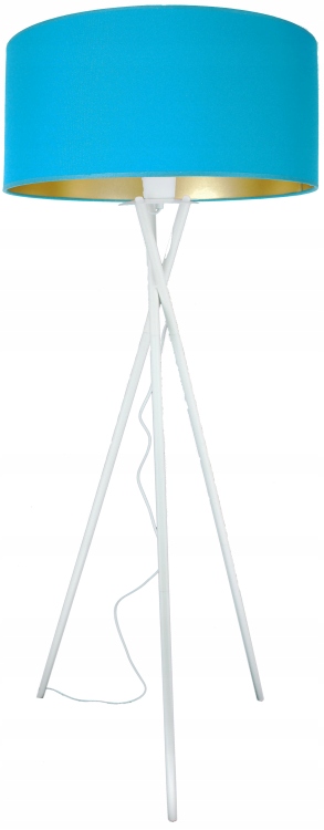 Moderná stojaca podlahová lampa tyrkysová s tienidlom zlatý stred Led trojnožka