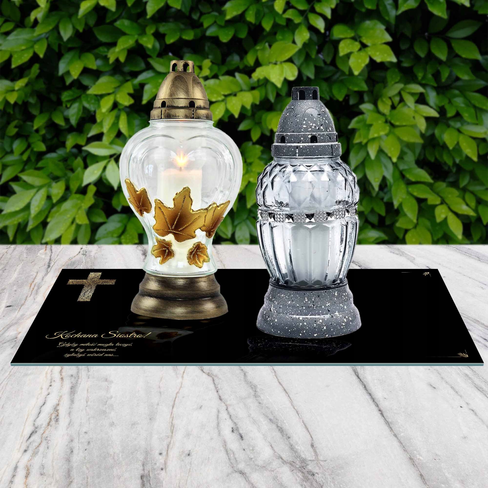 SZKLANA PODSTAWKA POD ZNICZE 60x20cm 505c Siostro Wysokość produktu 0.5 cm