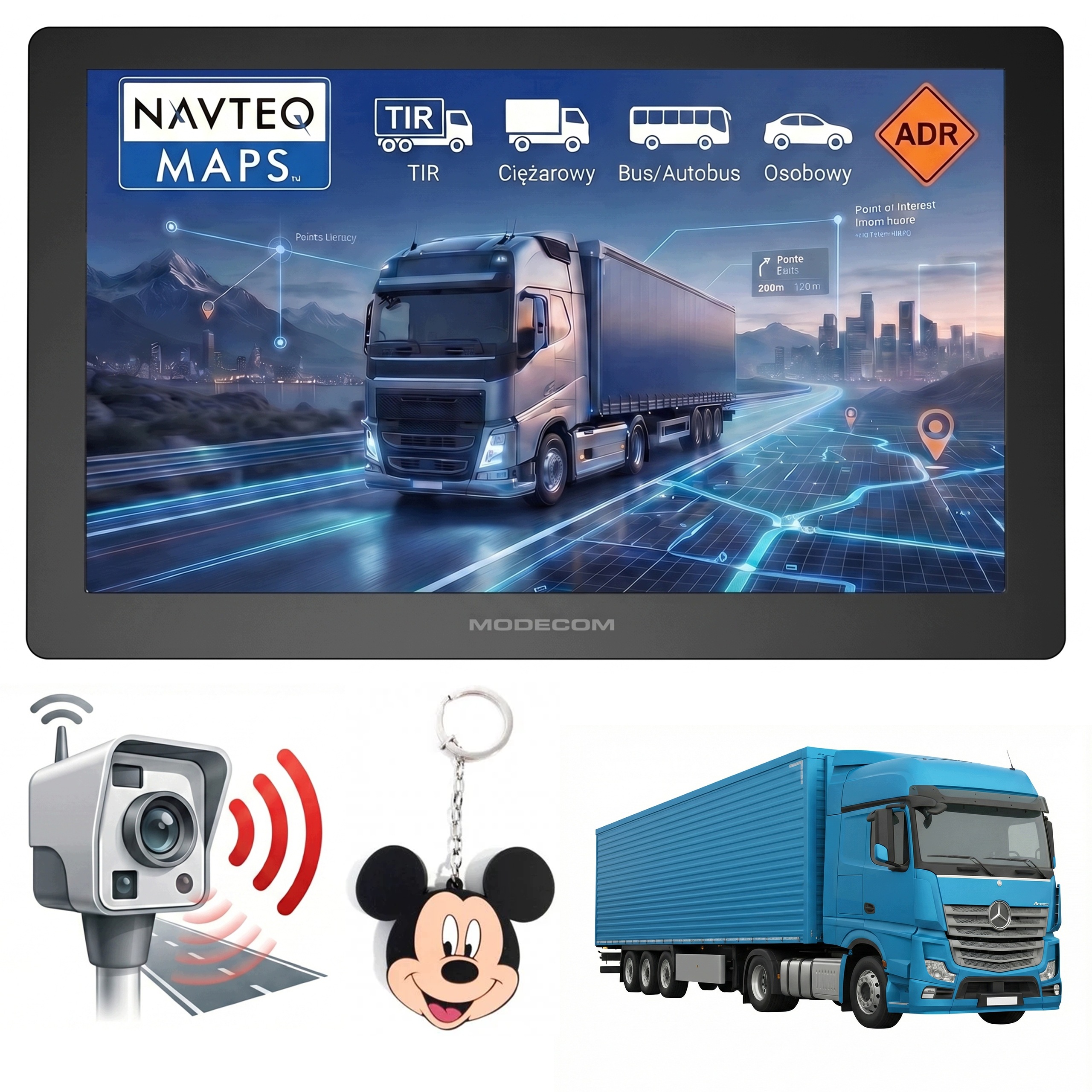 Navigace 9 palců pro nákladní automobily Modecom CX 9.0 Truck Kamion Bus Fotoradary 2026