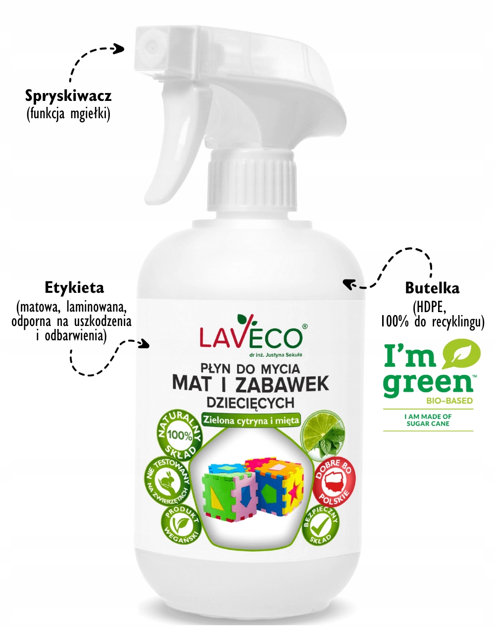 LAVECO PŁYN DO MAT I ZABAWEK CYTRYNA I MIĘTA 500ml Postać płyn