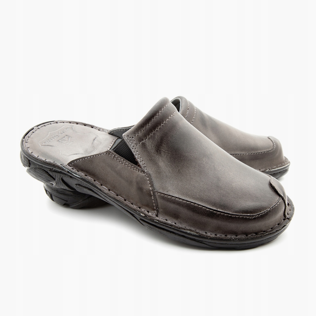 025 polské kožené nazouváky Maximus šedé 40