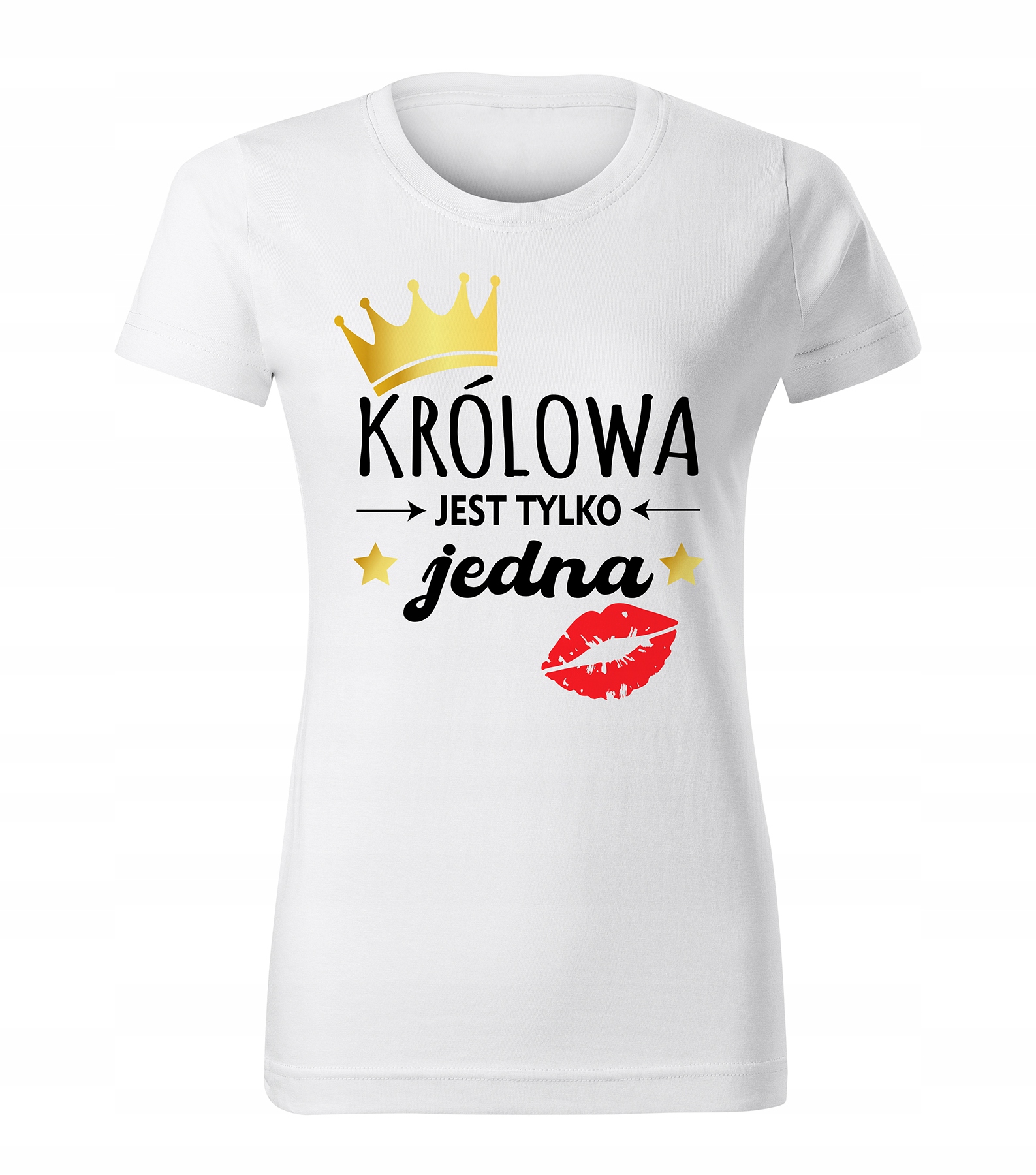 KOSZULKA T-SHIRT BIAŁA DAMSKA PREZENT KRÓLOWA JEST TYLKO JEDNA L