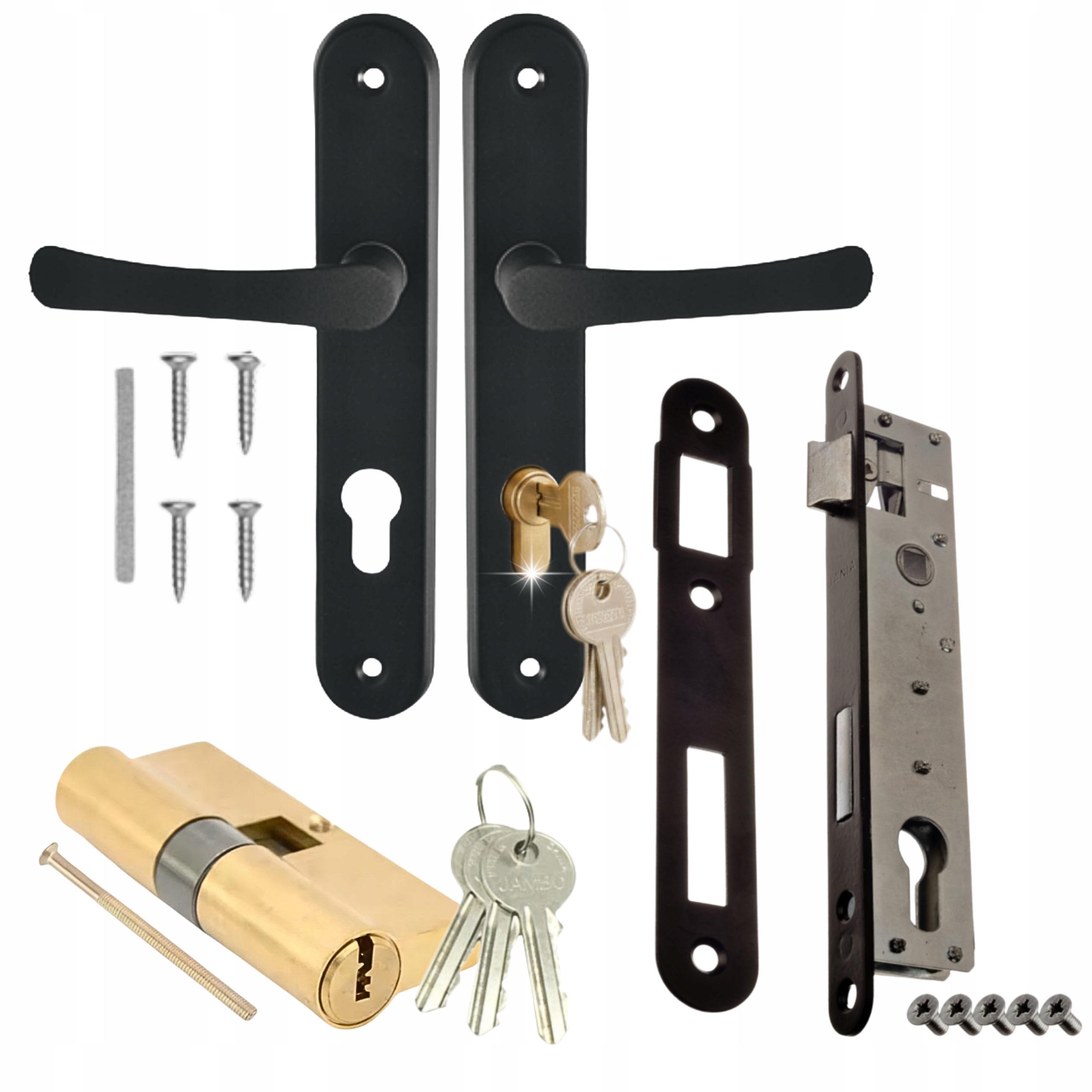 Set Klika na dveře Furtek 90 Vložka Černá Vložka 30/30 Zámek 90/22