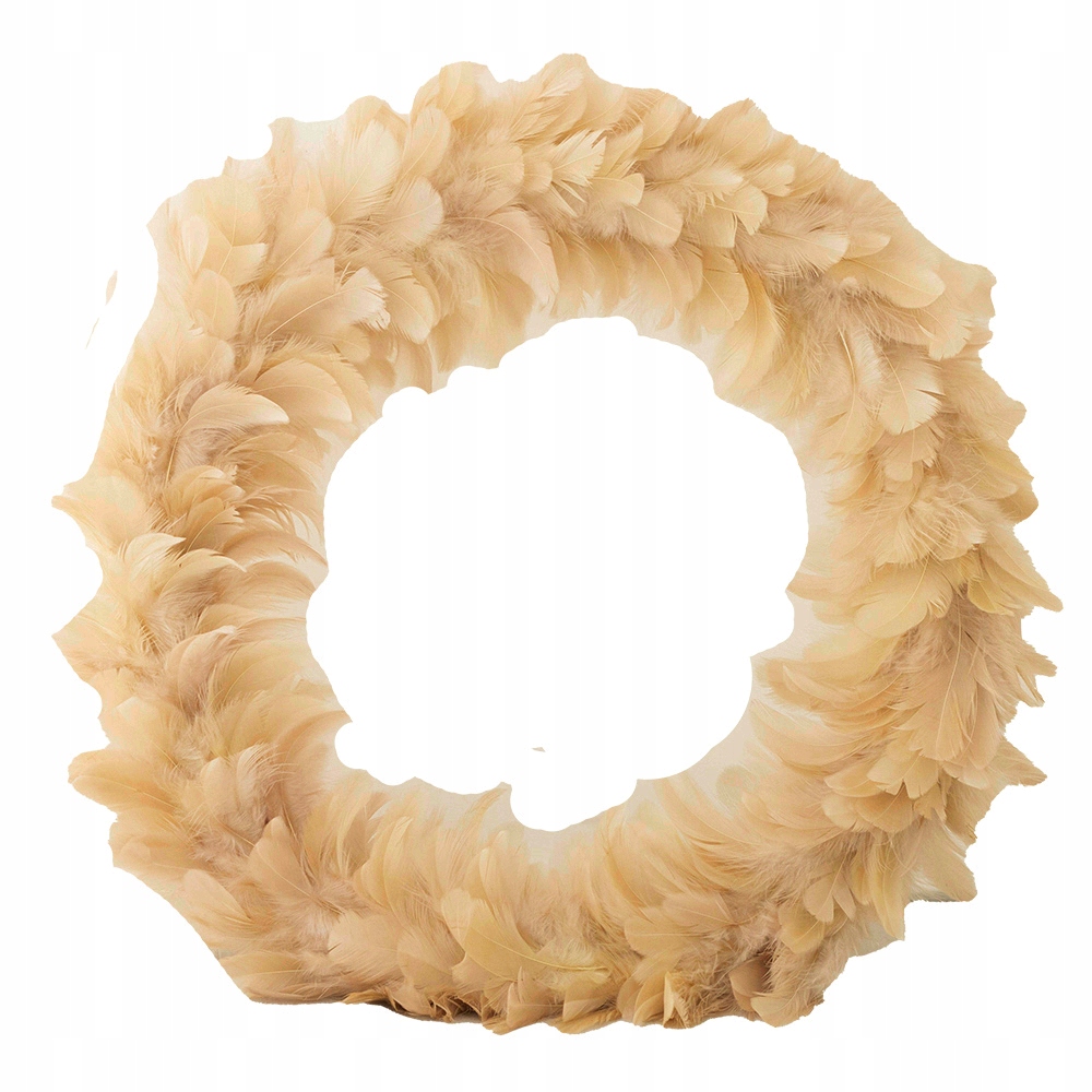 Věnec Z Přírodního Peří, béžový, průměr 32 cm