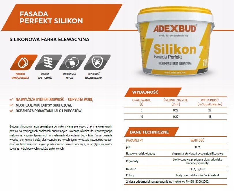 Farba zewnętrzna Silikonowa RAL 7016 antracyt 5L Marka Adexbud