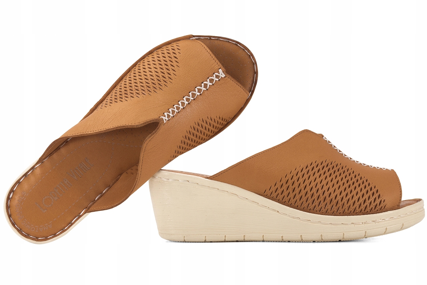 Loretta Vitale 758 Nazouváky Dámské Koturn Kůže hnědé barvy