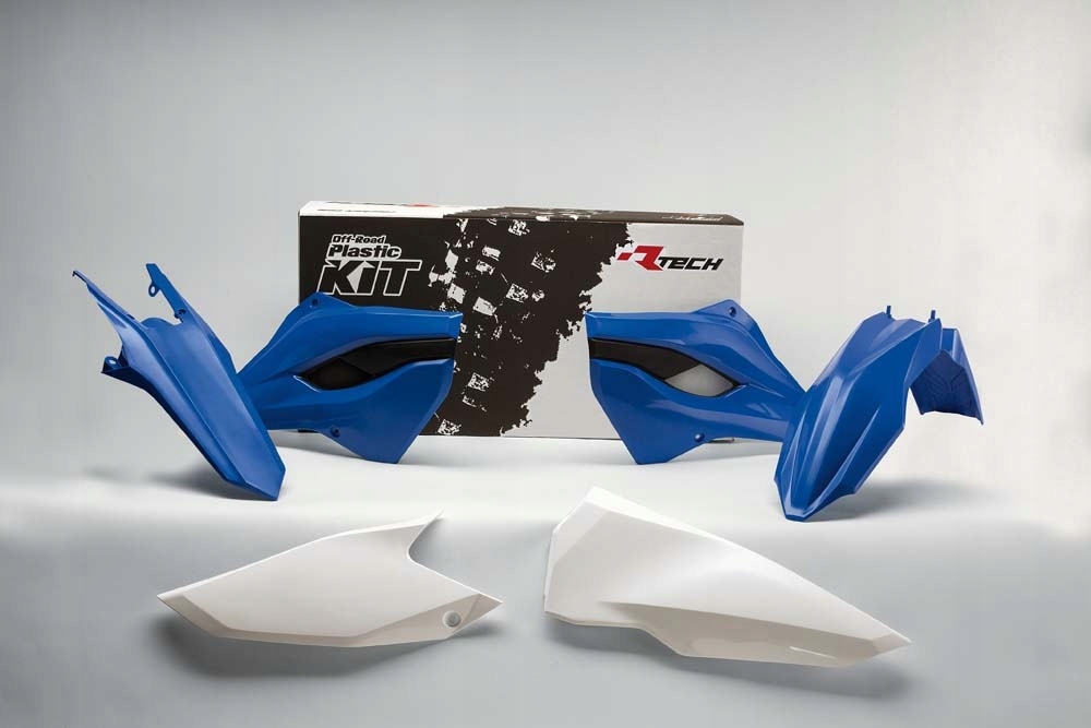 Zestaw plastikowy RTECH Husaberg, RTECH (niebiesko-biały, 4 części) R-KITHBG-OEM-400