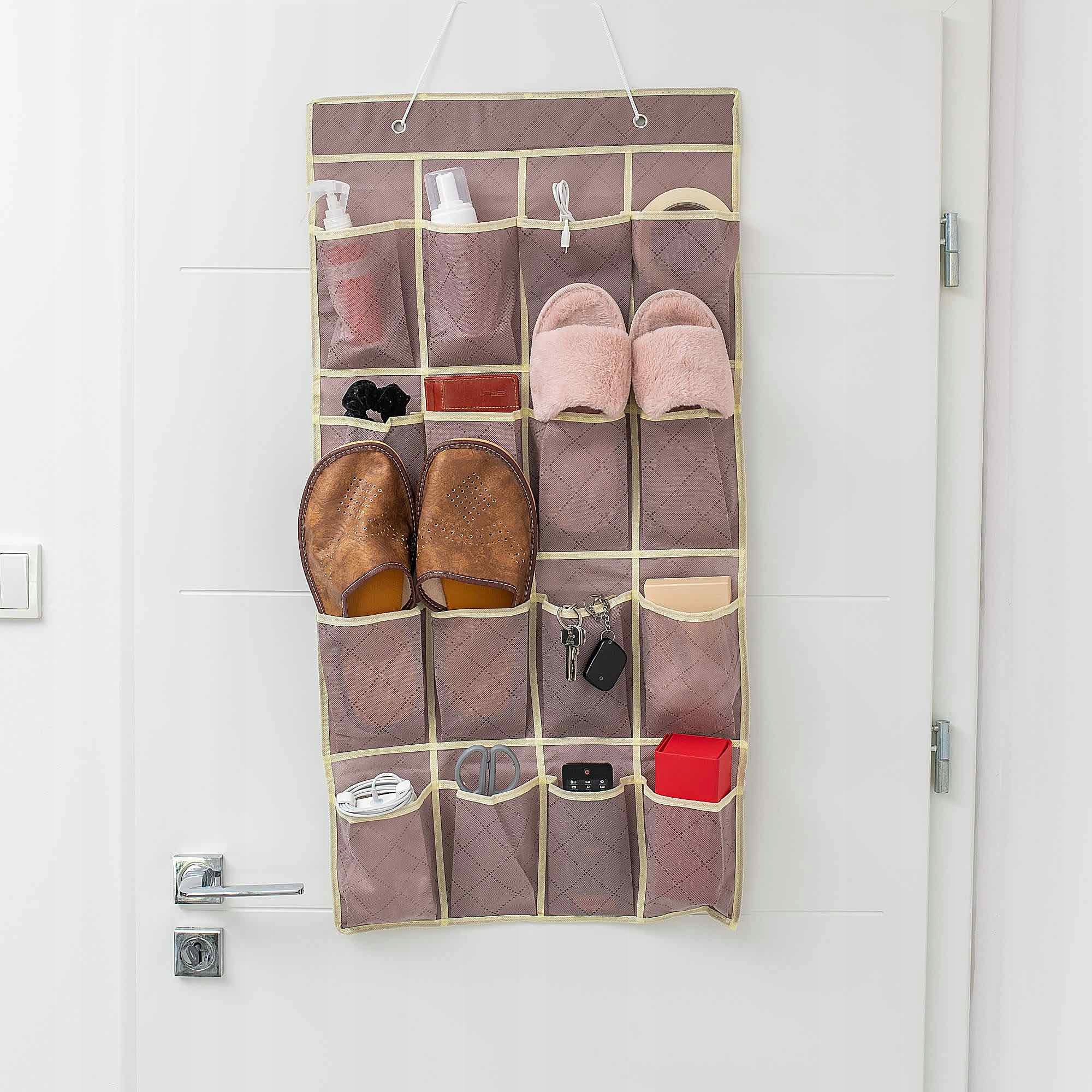 ORGANIZER WISZĄCY NA DRZWI SZAFY ŁAZIENKI ŚCIANĘ Kolor odcienie brązu i beżu