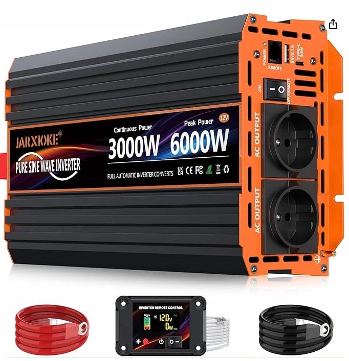Napäťový menič 3000 W, 12 V na 230 V, čistý sínusový prevodník