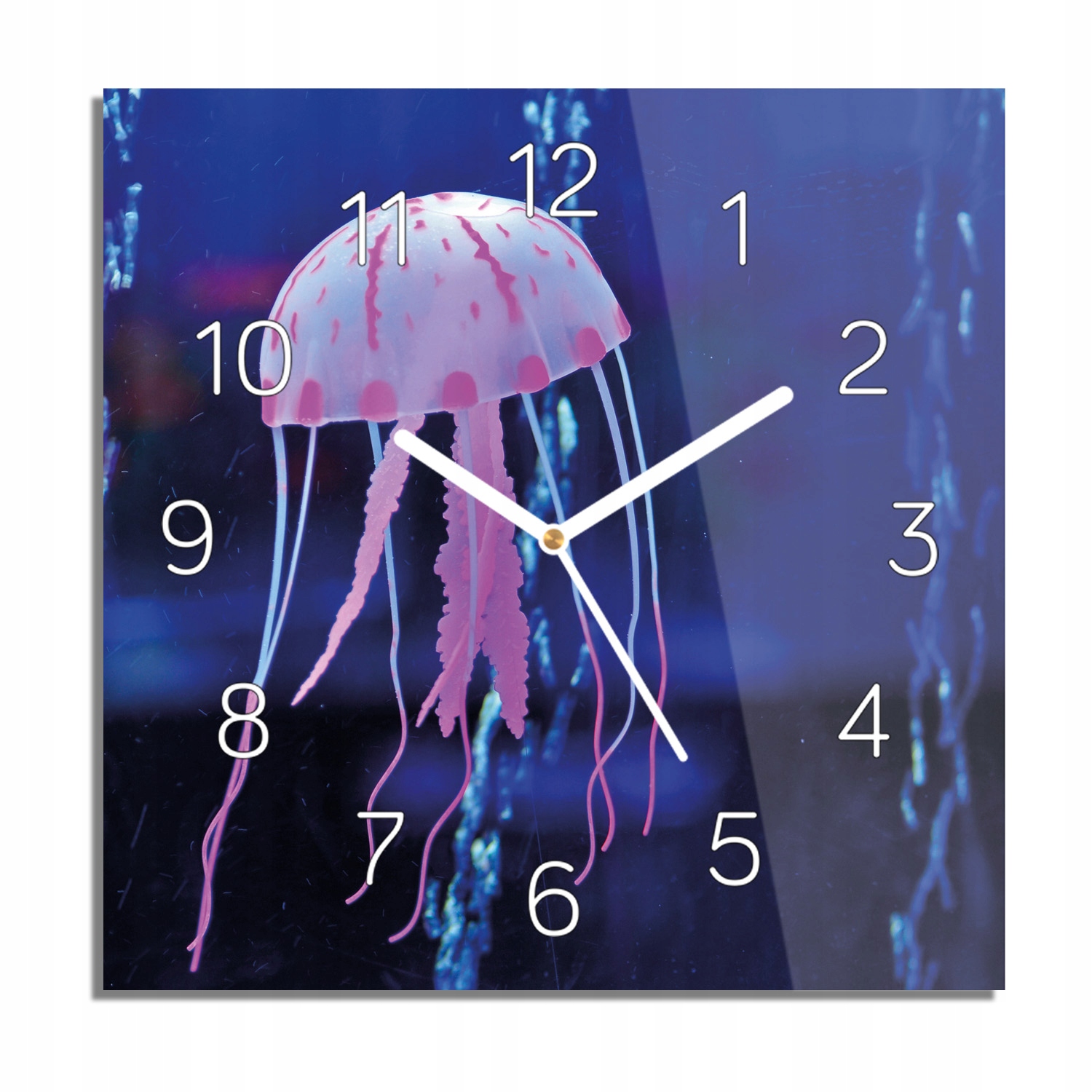 Růžová medúza oceán hodiny na skle tiché 30x30