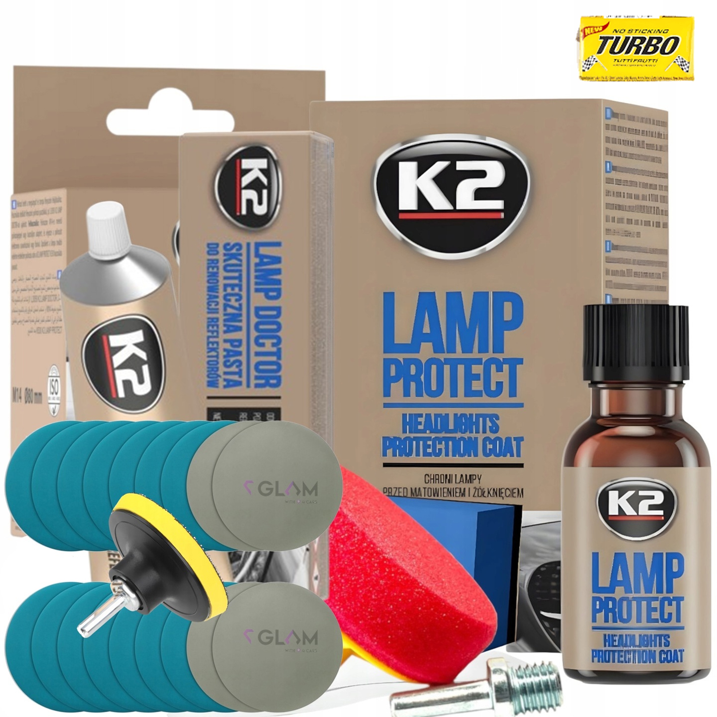 Zestaw K2 Do Odnowy Regeneracji Polerki Reflektorów Lamp Auta Pasta Powłoka