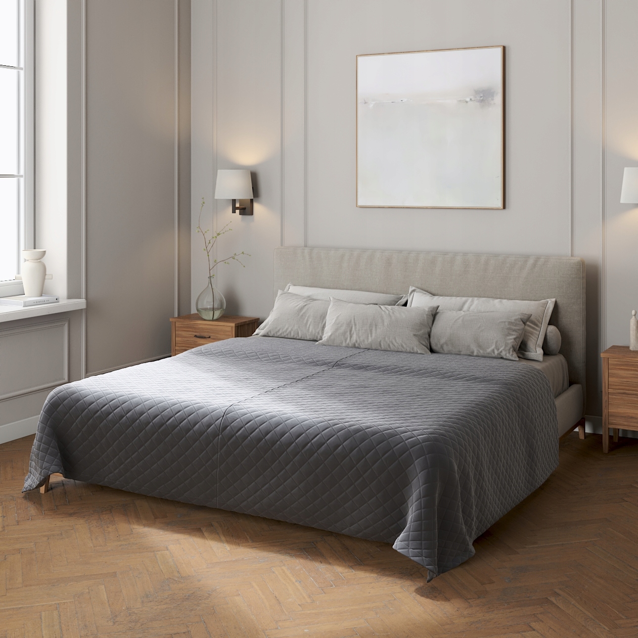 Dekoria Prošívaný přehoz v odstínech šedé barvy